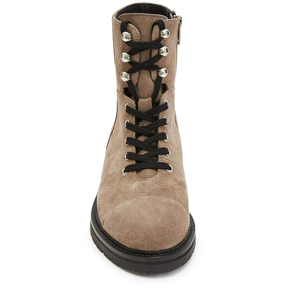 AllSaints Dusty Women's US 7 Combat Boots Light Gray Tan Cow Suede NWOB $299 - Picture 2 of 12